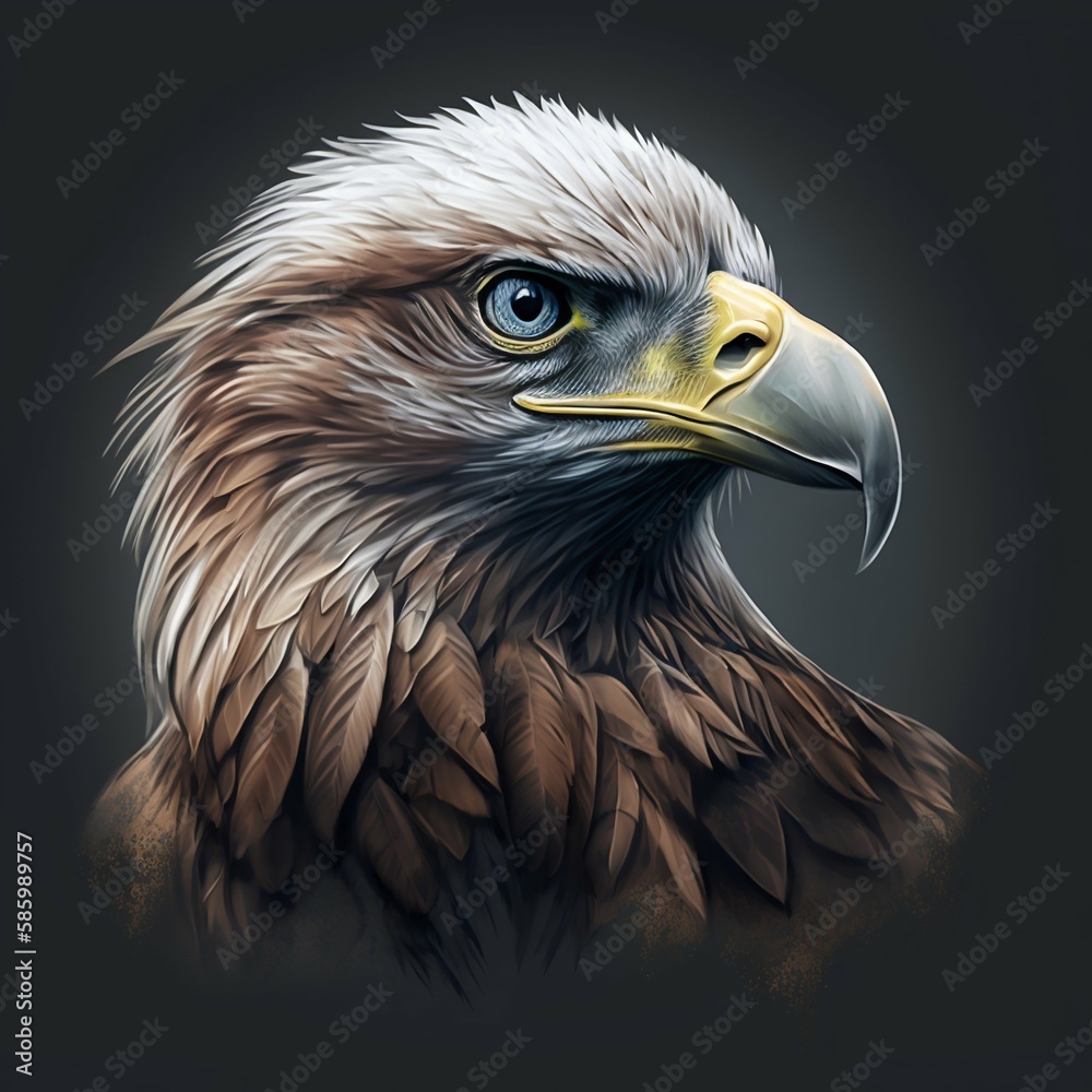 Fototapeta premium Eagle portrait sticker. Generative AI