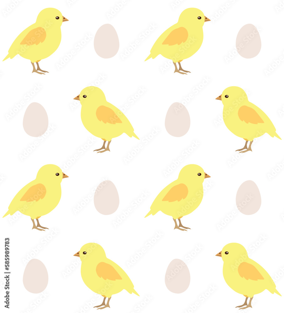 Vector seamless pattern of flat hand drawn chick and egg isolated on white background Vector seamless pattern of flat hand drawn chick and egg isolated on white background