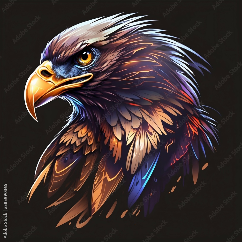 Fototapeta premium Eagle portrait sticker. Generative AI