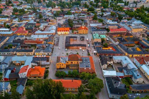 Sunset panorama of Finnish town Rauma photo