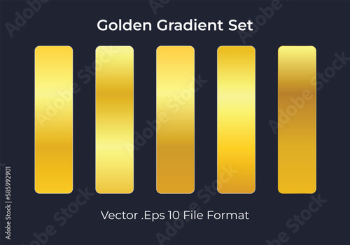 Golden Gradient Set Colors, 5 different gold gradient for your art, vector eps file