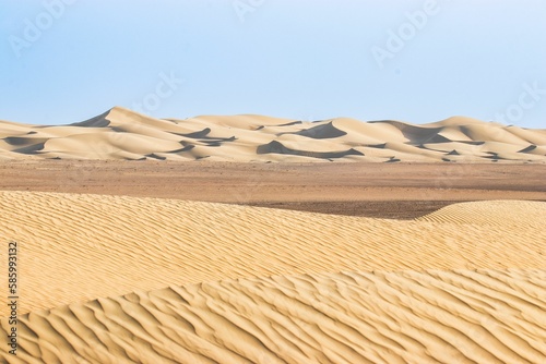 Landscape of Dunes in the Al Qudra Desert in Dubai, UAE in the summer