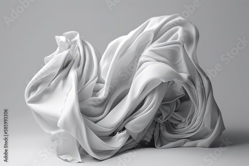 billowing white cloth in a bright blue sky created with Generative AI technology © AkuAku