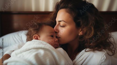 Young mom and her toddler sleeping. Maternity photography, family portraits, maternity, children´s photography.