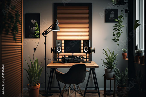 A small podcast studio, Generated by AI