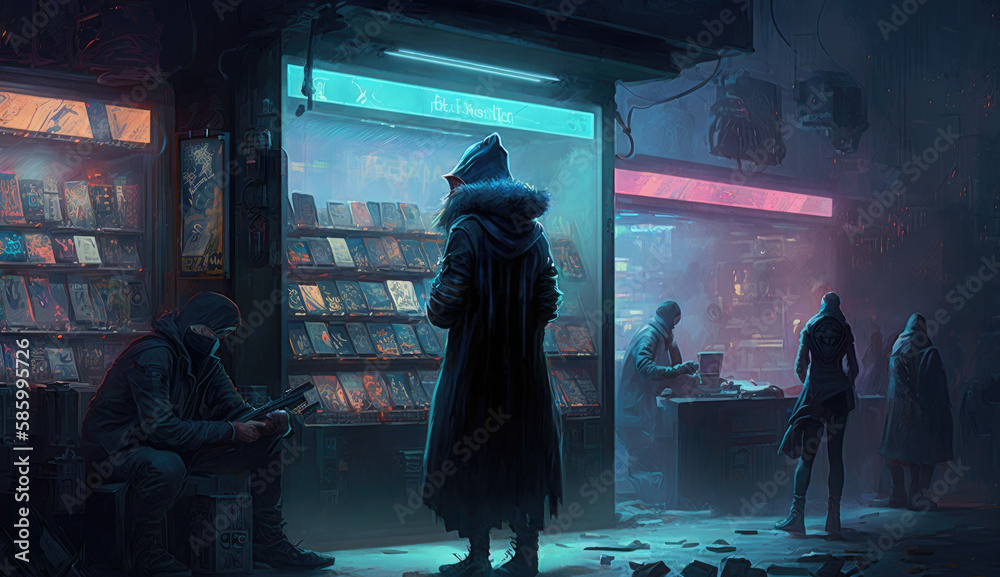 Underground Black Market Cyber Generative Ai Illustration Stock underground-black-market-cyber-generative-ai-illustration-stock