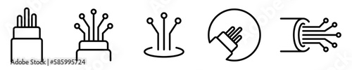 Conjunto de iconos de cables de fibra óptica. Concepto de conexión y tecnología. Ilustración vectorial