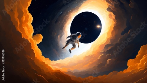 Um astronauta caindo em um buraco negro photo