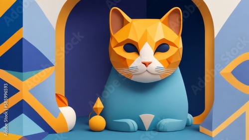 Um gato colorido no estilo de Tarsila do Amaral photo