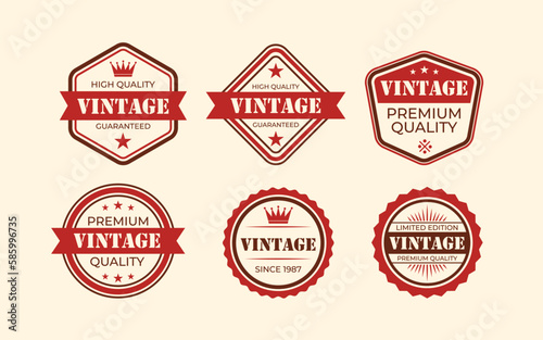 Set of vintage old retro logos with simple crown and stars, Cofe shop logos, ribbons, stickers, eps file