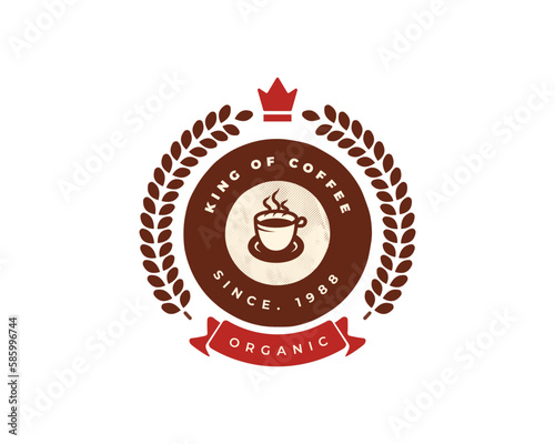 Coffee Café Retro Vintage Circle Badge Logo, King of coffee, cafe shop logo, vector eps file
