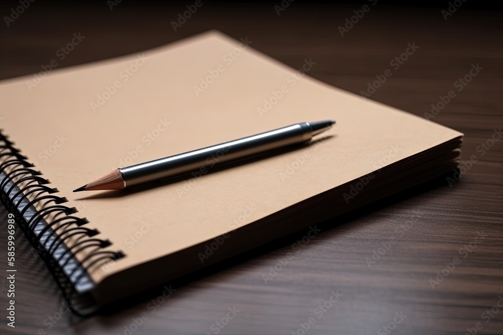 notebook and pen on a desk created with Generative AI technology notebook and pen on a desk created with Generative AI technology
