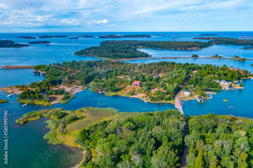 Panorama view of a landscape near Järsö at Aland archipelago in Finland