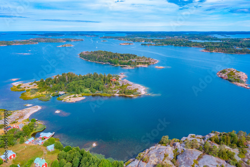 Panorama view of a small village at Aland archipelago near JГ¤rsГ¶ in Finland photo