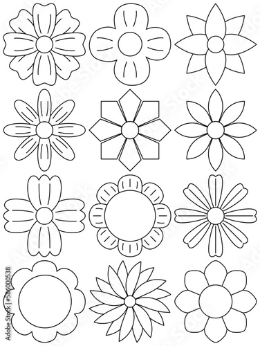 Flower vector set  Flower simple cartoon style.