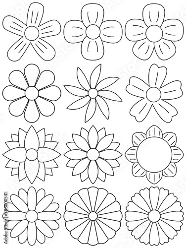 Flower vector set  Flower simple cartoon style.