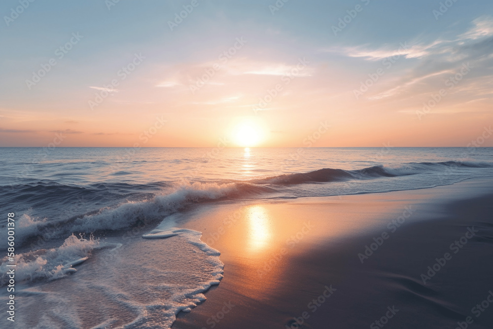 sunset on the beach generative ai