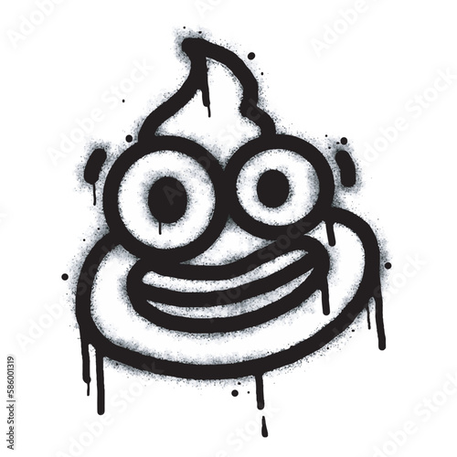 Spray Painted Graffiti laughing face monster emoticon isolated on white background.