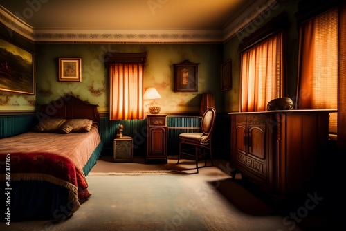 Rendering of "Step Back in Time: Old Vintage Interior". Generative AI.  © Leandro