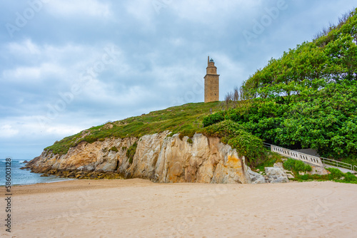 Tower of Hercules lighthouse at Spanish town A Coruna photo