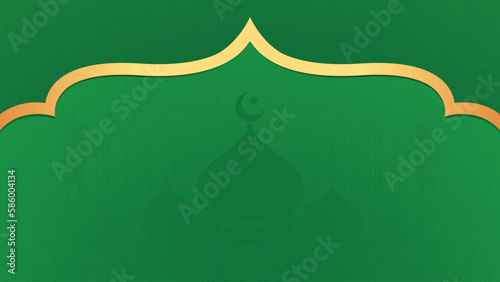 Vector illustration an Islamic Mosque shadow green background