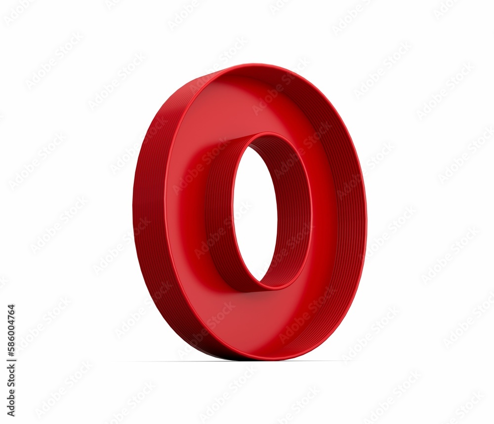 3d rendering of the red number 0 isolated on the empty white background 3d rendering of the red number 0 isolated on the empty white background