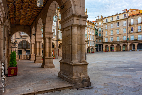 View of Praza maior square in Spanish town Ourense