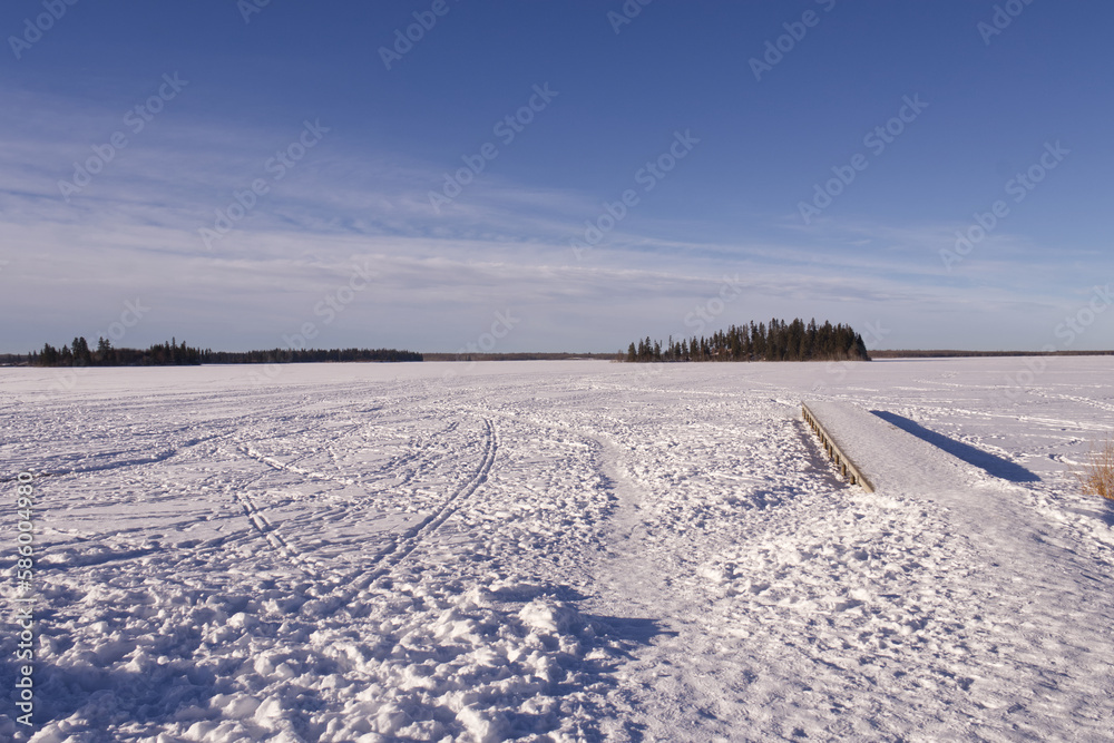 Astotin Lake on a Sunny Winter Day