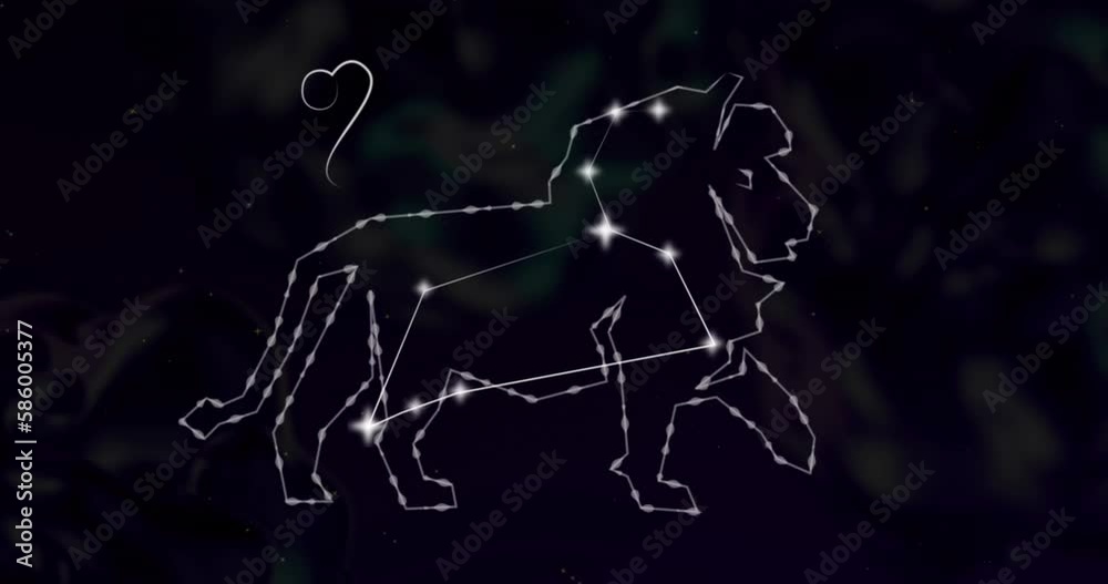 Animation of leo star sign with glowing stars Animation of leo star sign with glowing stars