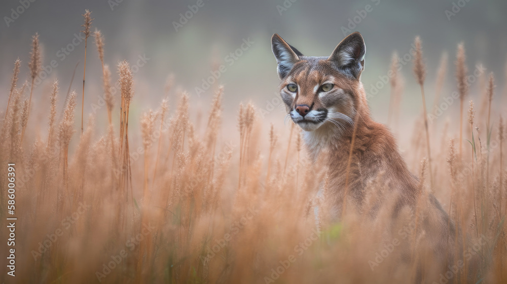 A beautiful mountain lion in nature. Realistic digital illustration. Generative AI. A beautiful mountain lion in nature. Realistic digital illustration. Generative AI.