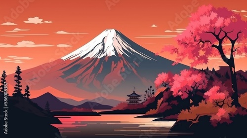 富士山 イメージイラスト generative AI