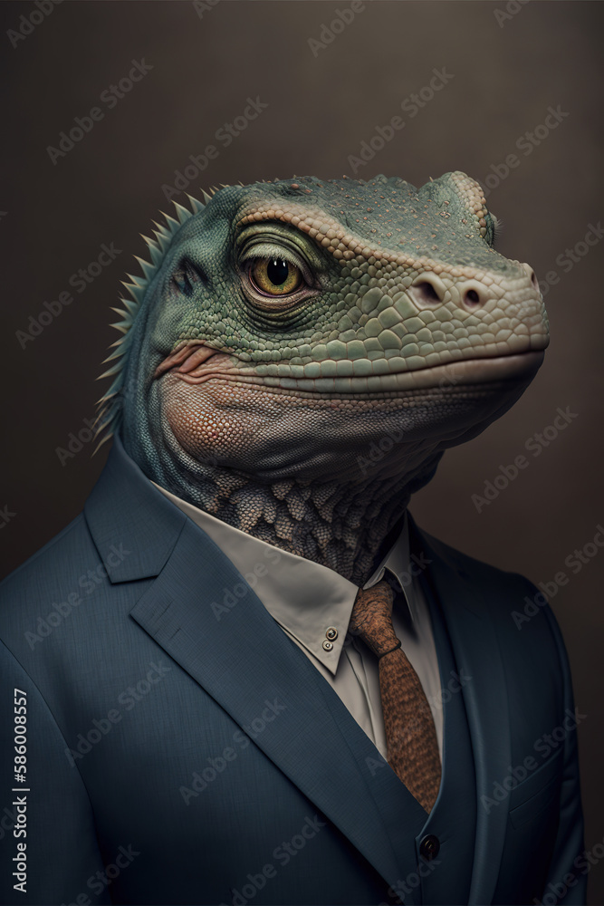 portrait of a iguana business man, iguana human, working animals concept, Anthropomorphic reptile animals, corporate animals, generative art. portrait of a iguana business man, iguana human, working animals concept, Anthropomorphic reptile animals, corporate animals, generative art.