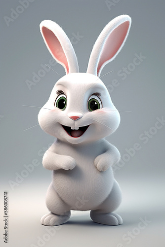 cute white rabbit character  smiling