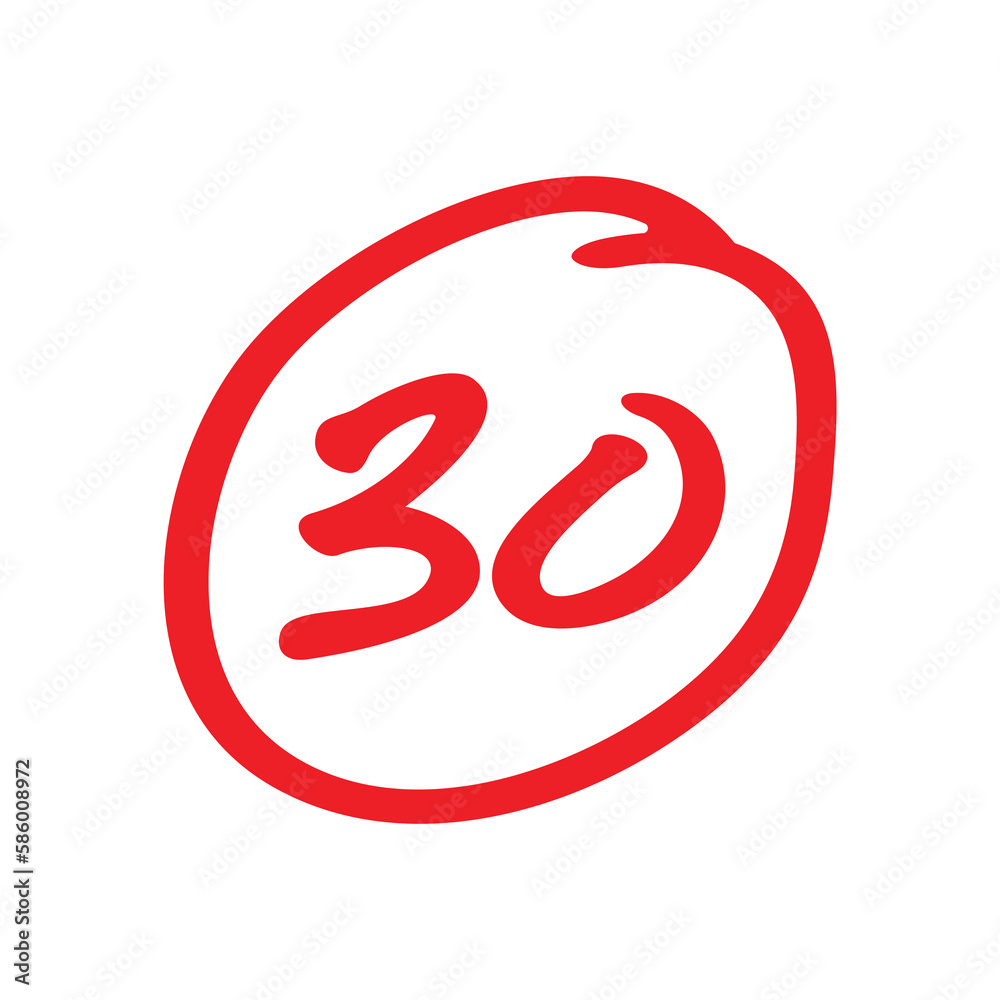 30 points exam score, thirty points test results, vector illustration 30 points exam score, thirty points test results, vector illustration