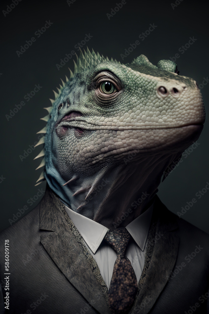 portrait of a iguana business man, iguana human, working animals concept, Anthropomorphic reptile animals, corporate animals, generative art. portrait of a iguana business man, iguana human, working animals concept, Anthropomorphic reptile animals, corporate animals, generative art.