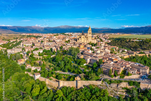 Panorama view of Spanish town Segovia