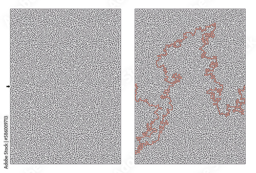 Labyrinth of high complexity. Complex maze puzzle game for leisure time with very high level of difficulty