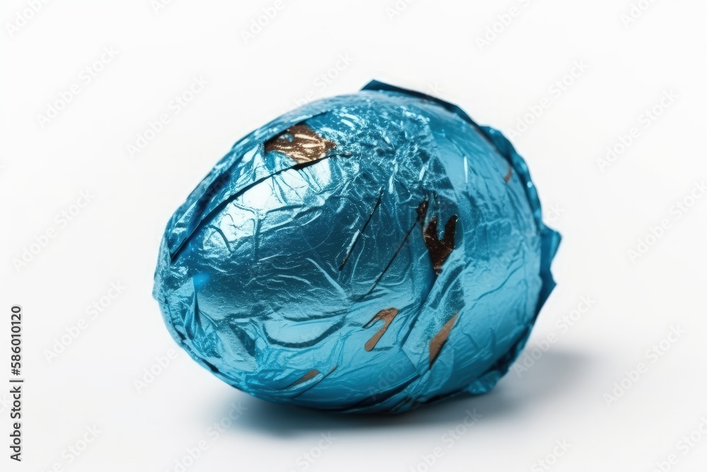 shiny blue foil-wrapped object created with Generative AI technology shiny blue foil-wrapped object created with Generative AI technology