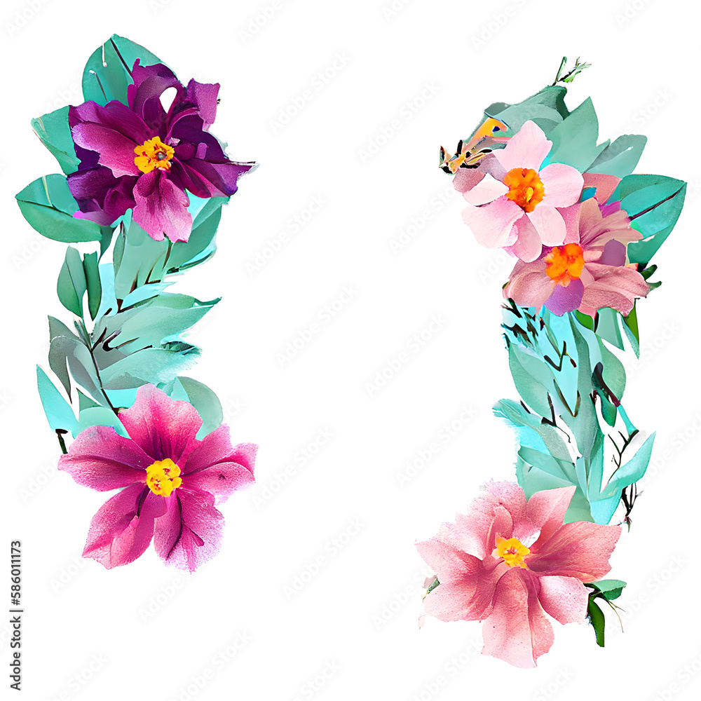 cute watercolor flower generative ai