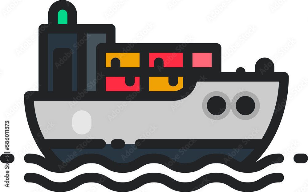 Cargo ship, shipment filled outline icons. Vector illustration. Isolated icon suitable for web, infographics, interface and apps.