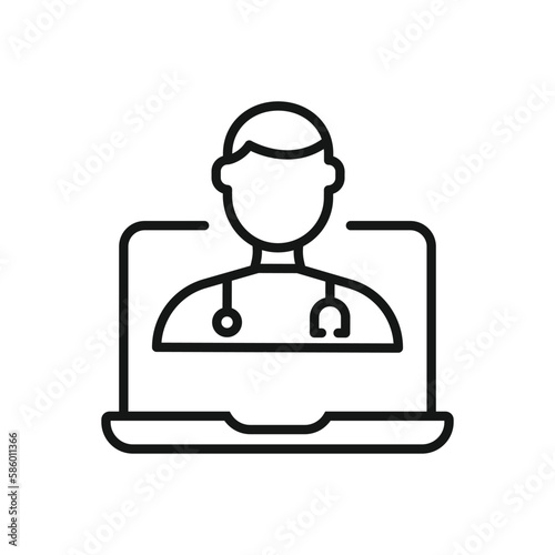 Editable Icon of Telemedicine online Consultation , Vector illustration isolated on white background. using for Presentation, website or mobile a