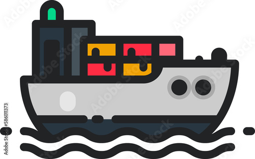 Cargo ship  shipment filled outline icons. Vector illustration. Isolated icon suitable for web  infographics  interface and apps.