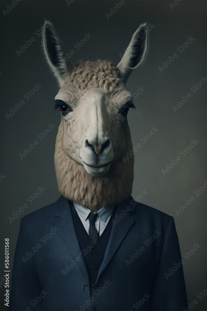 portrait of a llama business man, llama human, working animals concept, Anthropomorphic animals generative art. portrait of a llama business man, llama human, working animals concept, Anthropomorphic animals generative art.