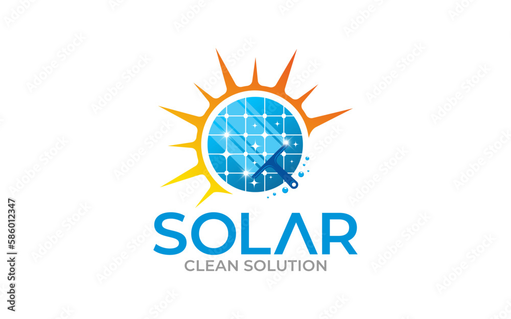 Fototapeta premium Illustration vector graphic of cleaning solar panels logo design template