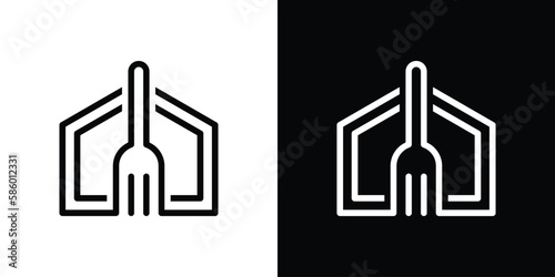 fork and home logo design restaurant icon vector illustration