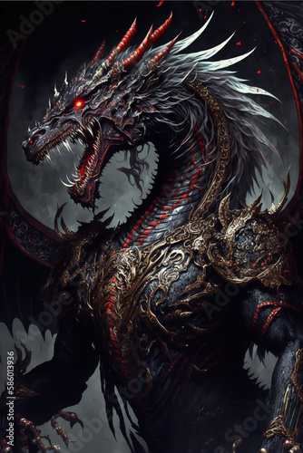 Death Monster Chinese Dragon Giant Beast Generative AI