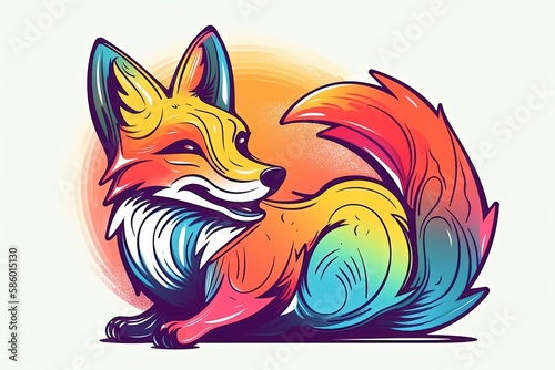vibrant fox perched on a snowy white background created with Generative AI technology