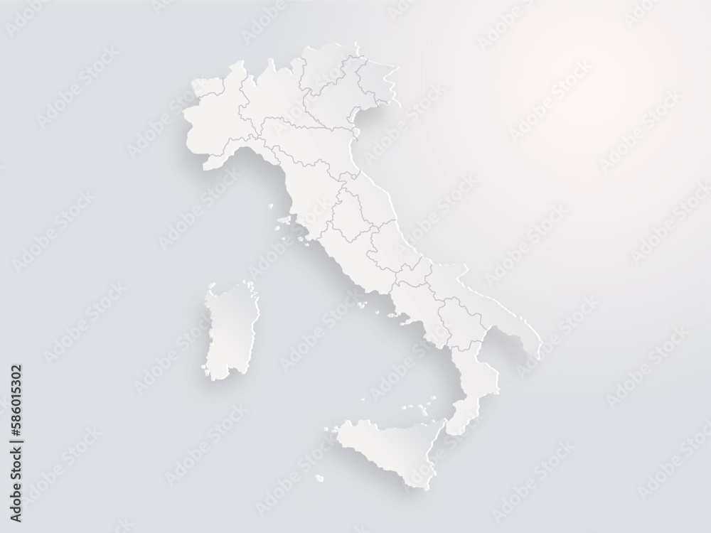 High detailed vector map on a gray background. Italy map