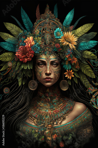 aztec flower goddess of the toltec people Generative AI