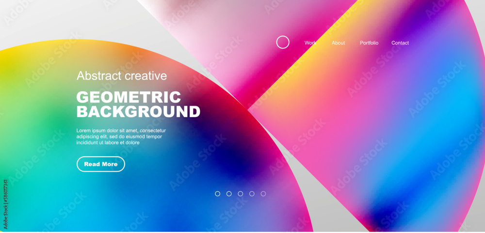 Bright fluid gradient circles abstract background. Business or technology design for wallpaper, banner, background, landing page, wall art, invitation, prints